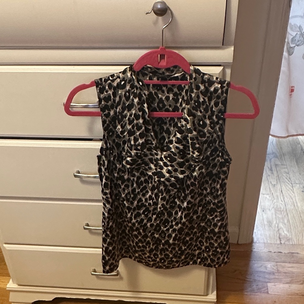 Ann Taylor Black and Cream Animal Print Blouse